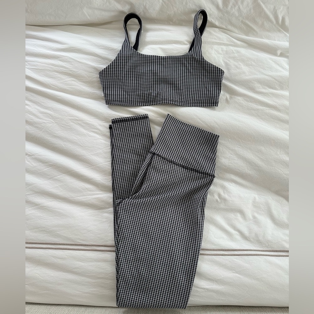 ALO Yoga Black and White Houndstooth SET